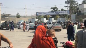 Crowds in front of Kabul Airport