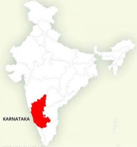 Map locating Karnataka