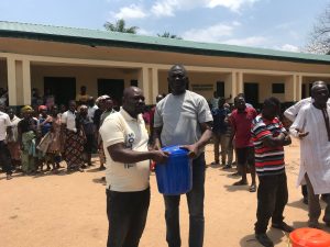 Handing over bucket