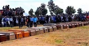 Coffins at funeral in Mallagum