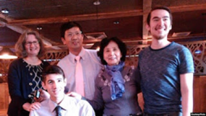 John Cao with his mother, wife and sons