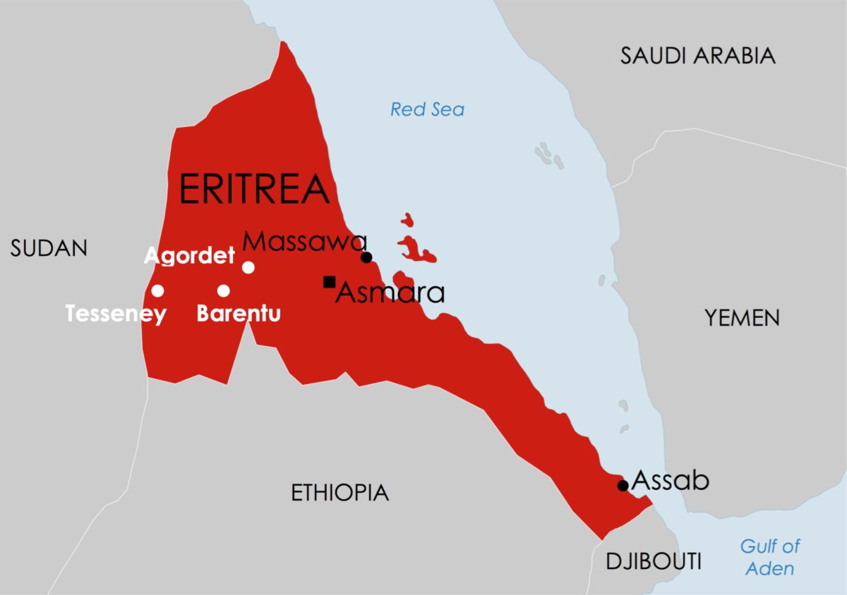 Eritrea Map (with three extra towns)