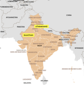 India States Map (Utterakhand + Rajasthan)