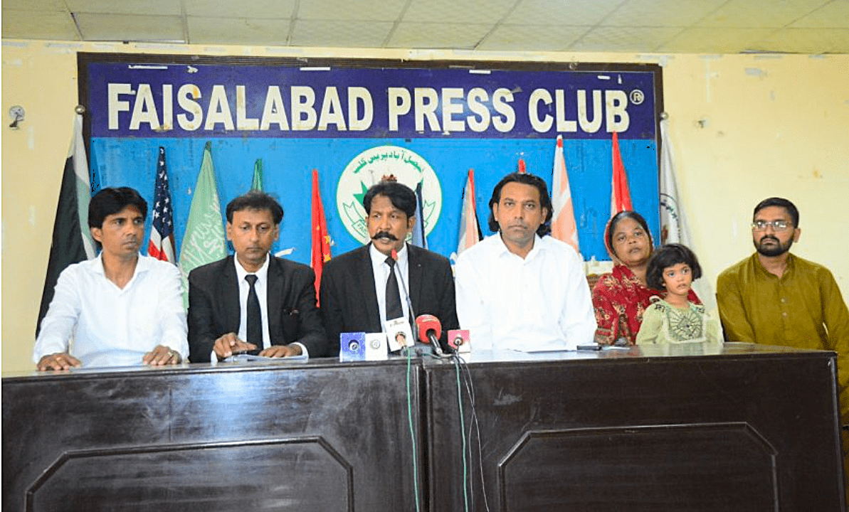 Rights activists at press conference in Faisalabad